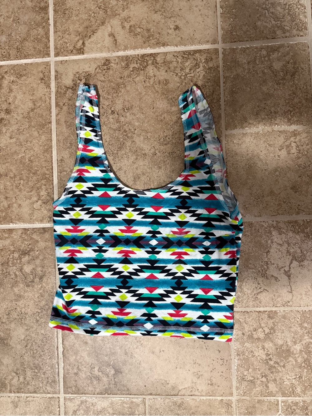 Women’s Aztec Print Cropped Tank Top - Blue Multicolor